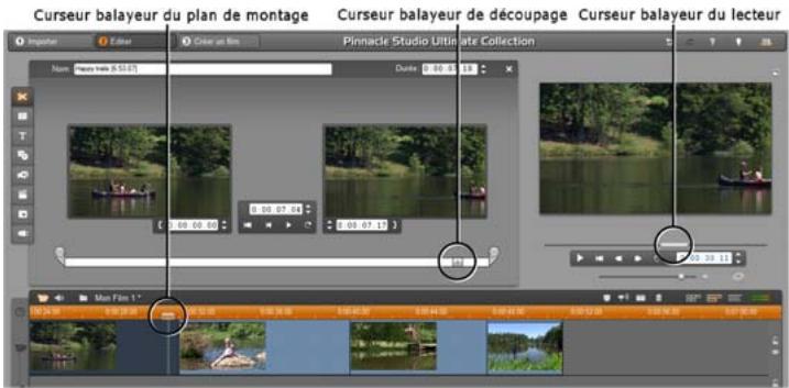 PINNACLE STUDIO ULTIMATE COLLECTION - Positionnement : ligne de montage, curseur balayeur - 1