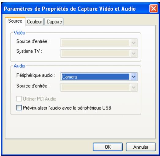 ULEAD VIDEO STUDIO 9 - Paramètres de Propriétés de Capture Video et Audio Onglet Source - 1