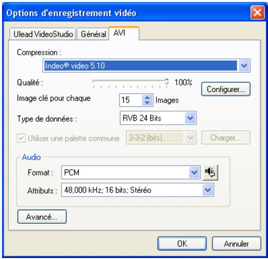 ULEAD VIDEO STUDIO 9 - Onglet AVI - 1