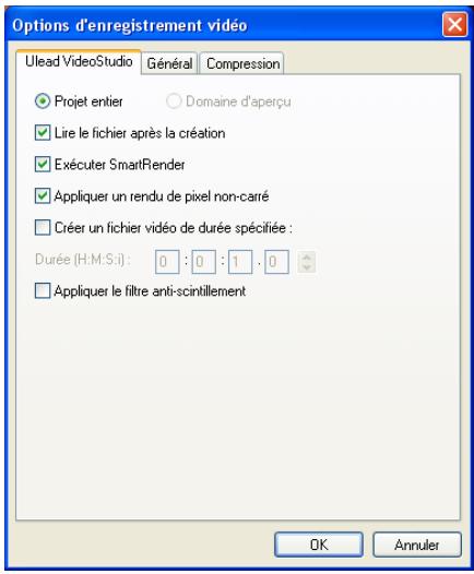 ULEAD VIDEO STUDIO 9 - Options d'enregistrement videoOnglet Ulead VideoStudio - 1