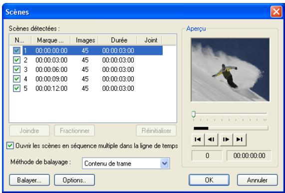 ULEAD VIDEO STUDIO 9 - Pour utiliser Fractionner par scene avec un fichier AVI DV ou MPEG : - 1