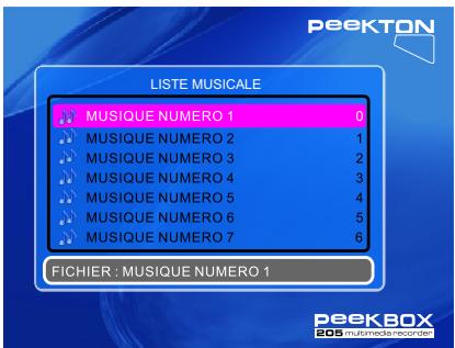 PEEKTON PEEKBOX 205 - Menu MUSIQUE - 1