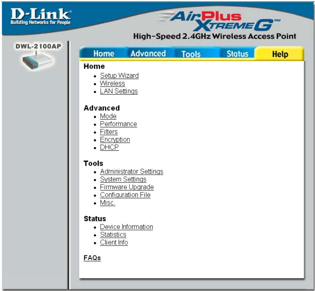 D-LINK AIRPLUS XTREME G DWL-2100AP - Help (Aide) - 1
