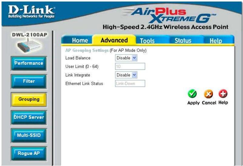 D-LINK AIRPLUS XTREME G DWL-2100AP - Advanced > Grouping (Avancé > Groupage) - 1