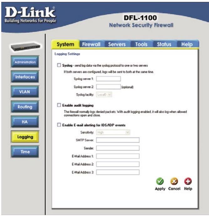 D-LINK DFL-1100 - Activation de la consignation - 1