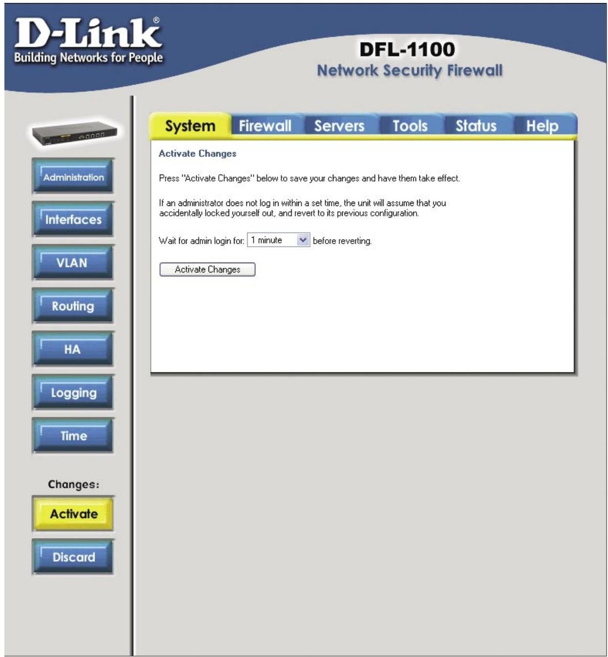 D-LINK DFL-1100 - Mise en service des modifications sur le D-Link® DFL-1100 - 1