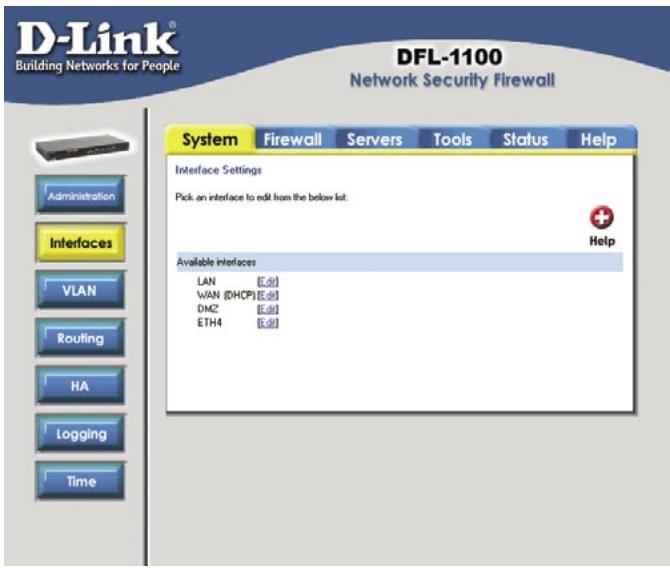 D-LINK DFL-1100 - Paramètres de l'interface WAN - 1