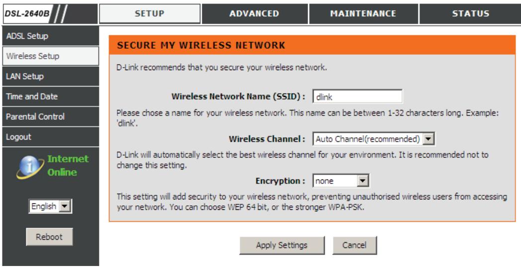 D-LINK DSL-2640B,  DSL-2680 - SECURISER MON RÉSEAU SANS FIL Saisissez le SSID. - 1