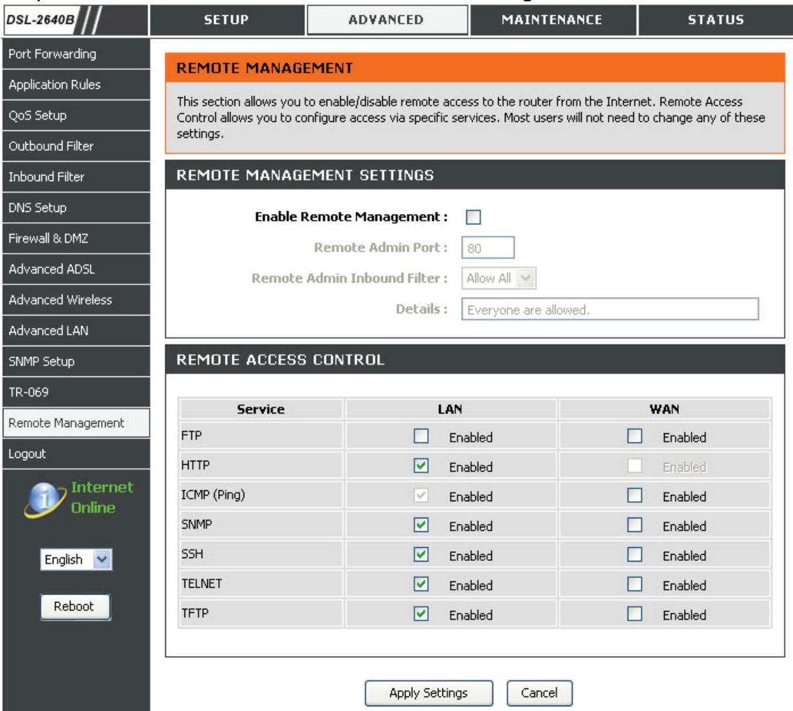 D-LINK DSL-2640B,  DSL-2680 - CONTRÔLE D'ACCès À DISTANCE - 1