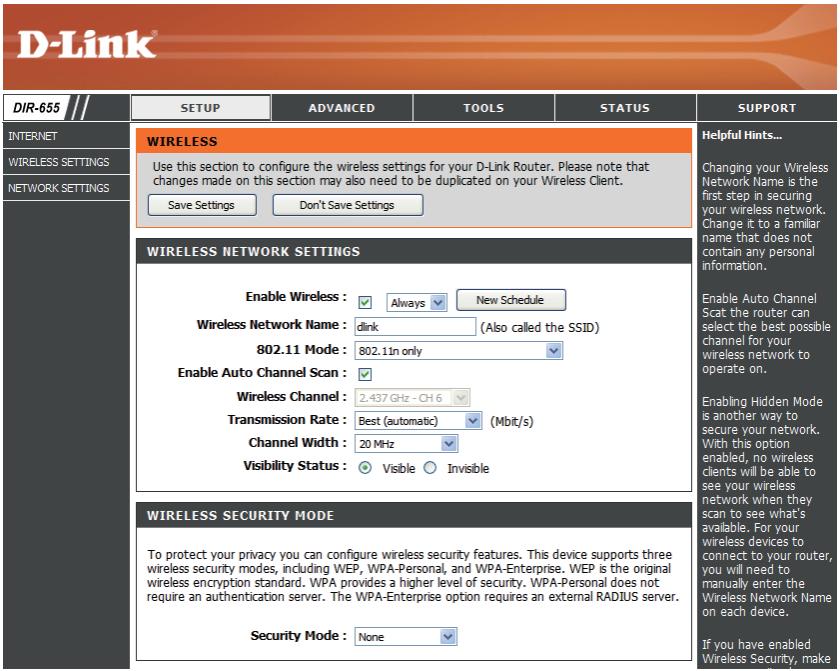 D-LINK DIR-655 - Paramètres sans fil - 1