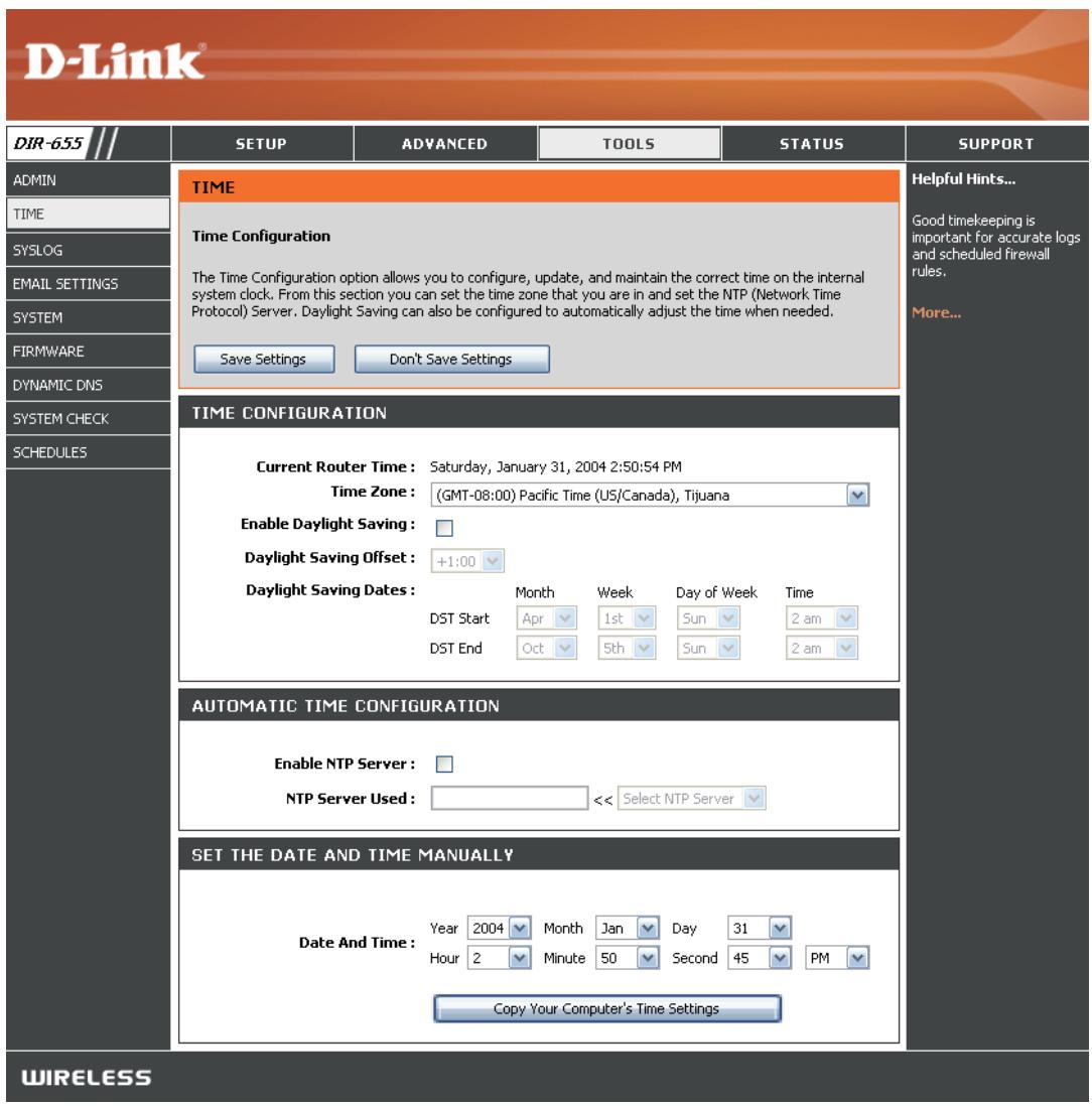 D-LINK DIR-655 - Paramètres horaires - 1