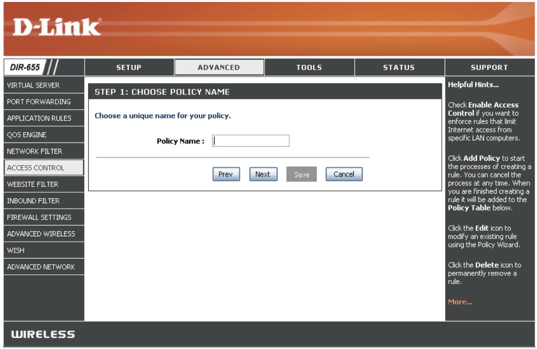 D-LINK DIR-655 - Règles d'application - 1