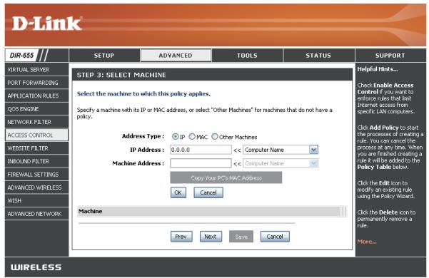 D-LINK DIR-655 - Assistant de contrôle d'accès (suite) - 3