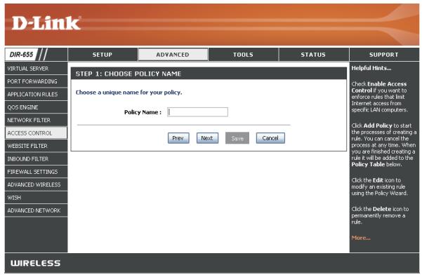 D-LINK DIR-655 - Assistant de contrôle d'accès (suite) - 1
