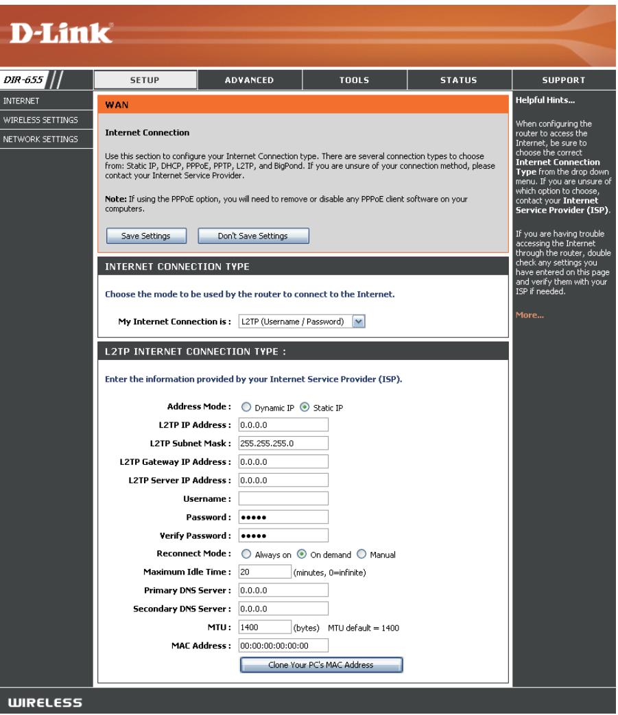 D-LINK DIR-655 - Configuration Internet L2TP - 1