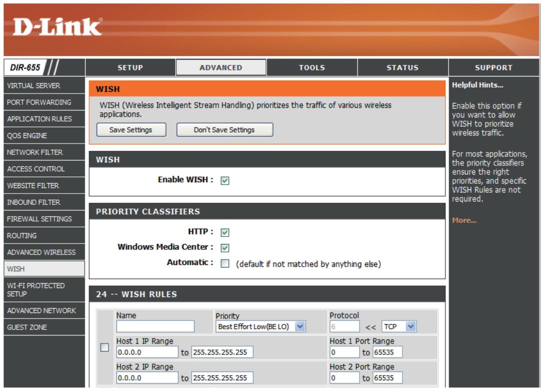D-LINK DIR-655 - Paramètres de WISH - 1
