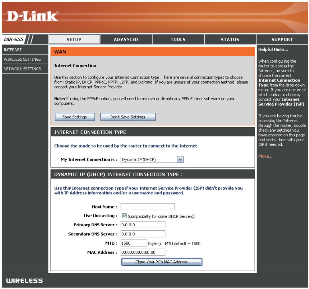 D-LINK DIR-655 - Configuration manuelle Dynamique (cable) - 1