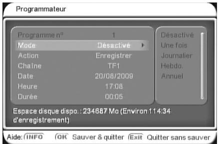 CGV PREMIO ST5 - Enregistrement différé à l'aide du "programmateur" (timer) - 1