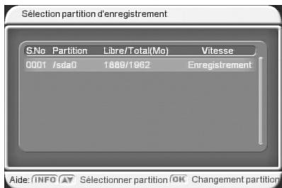 CGV PREMIO ST5 - Sous-menu "usb""gestion disque usb""sélection partition d'enregistrement - 1