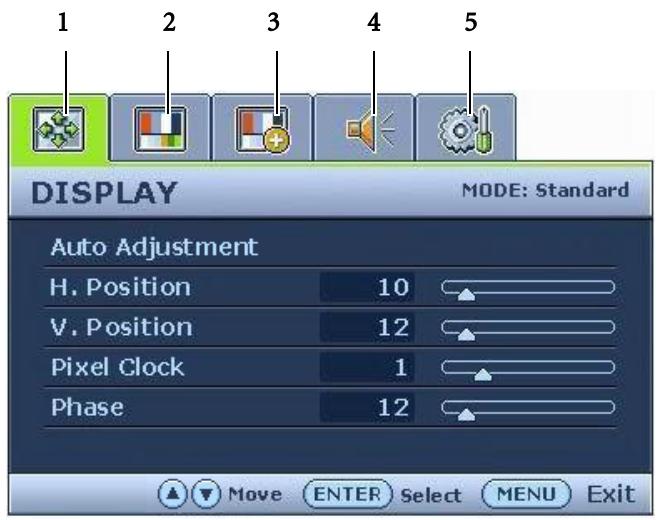 BENQ E700N - Mode du menu principal - 1