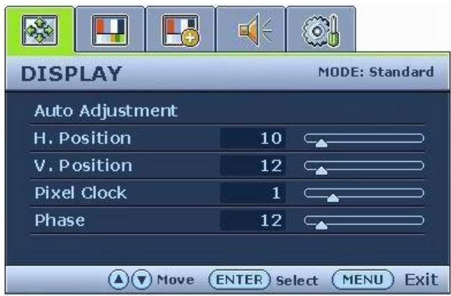 BENQ E700N - Mode du menu principal - 3