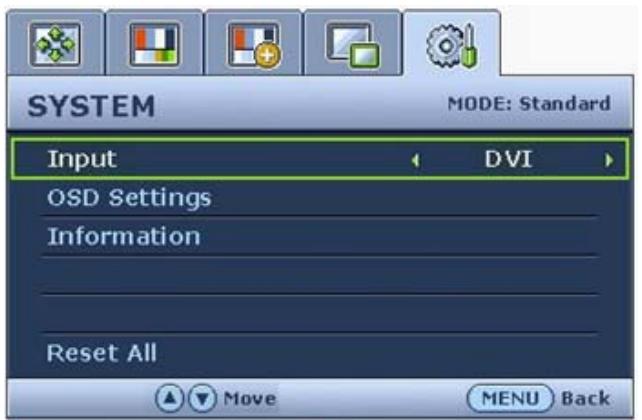 BENQ FP241W - Main menu mode (Mode du menu principal) - 6