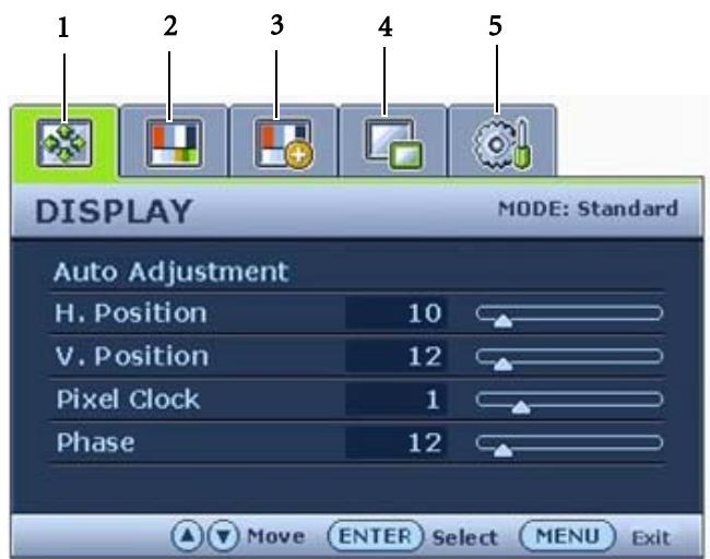 BENQ FP241W - Main menu mode (Mode du menu principal) - 1