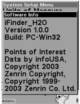 LOWRANCE IFINDER H2O - Software Version Information - 3