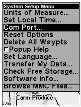 LOWRANCE IFINDER H2O - Com Port Configuration - 1
