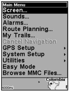 LOWRANCE IFINDER H2O - Once in the Screen menu: - 1