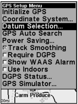 LOWRANCE IFINDER H2O - Map Datum Selection - 1