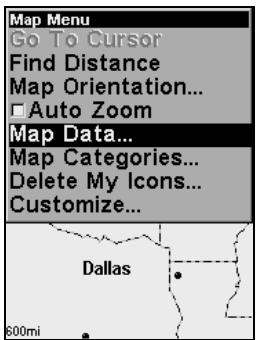 LOWRANCE IFINDER H2O - To get to Map Data: - 1