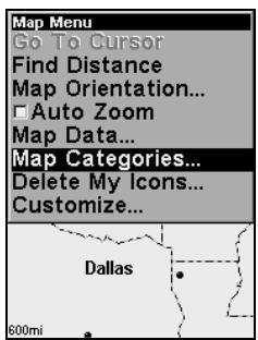 LOWRANCE IFINDER H2O - Map Detail Category Selection - 1