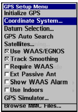 LOWRANCE IFINDER HUNT C - Sélection du système de coordonnées - 1