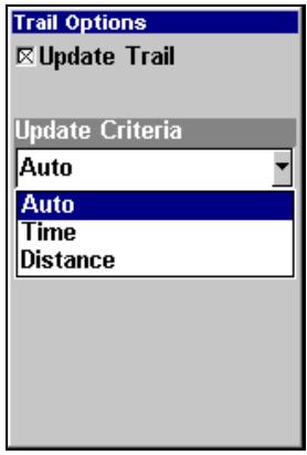 LOWRANCE IFINDER HUNT C - Critères de mise à jour des tracés (automatique, temps, distance) - 1