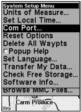 LOWRANCE IFINDER HUNT C - Configuration du port com - 1