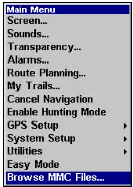 LOWRANCE IFINDER HUNT C - Visualiser les fichiers MMC et l'espace libre disponible - 1