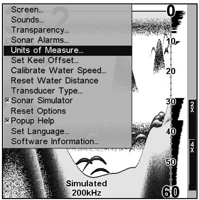 LOWRANCE X102C - Unités de mesure - 1