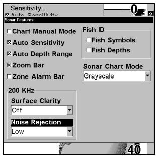 LOWRANCE X102C - Options et autres fonctions du sonar - 3