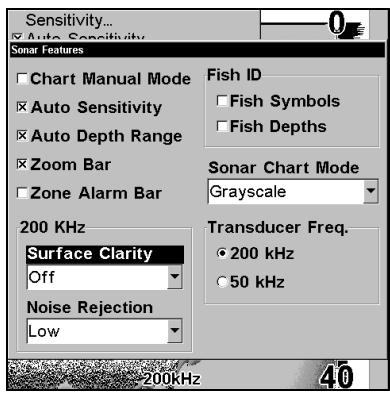 LOWRANCE X102C - Pour régler le niveau de clarté en surface: - 1