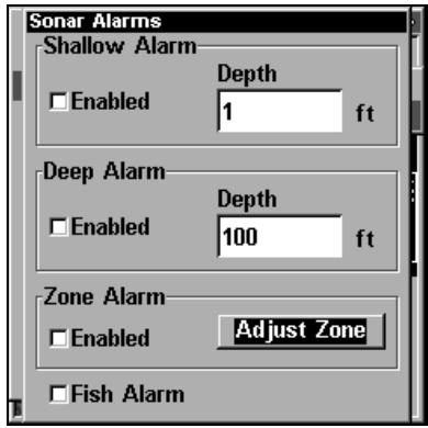 LOWRANCE X102C - Pour régler et activer l'alarme de zone: - 1