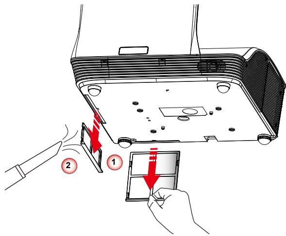 OPTOMA W307UST - Remplacez et nettoyez le filtre à poussière optionnel - 3