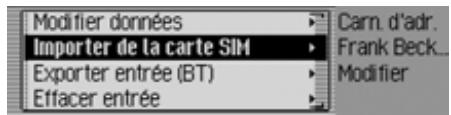 BECKER CASCADE PRO 7941 - Importer des entrées de la carte SIM - 1