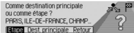BECKER CASCADE PRO 7941 - Commandes pour le menu destination intermédiaire - 2