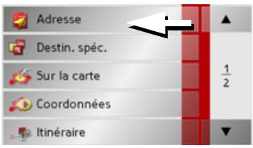 BECKER TRAFFIC ASSIST Z250 FERRARI - Menu de navigation: Adresse - 1