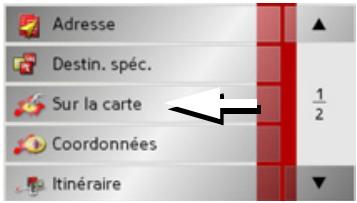 BECKER TRAFFIC ASSIST Z250 FERRARI - Menu de navigation : Sur la carte - 1