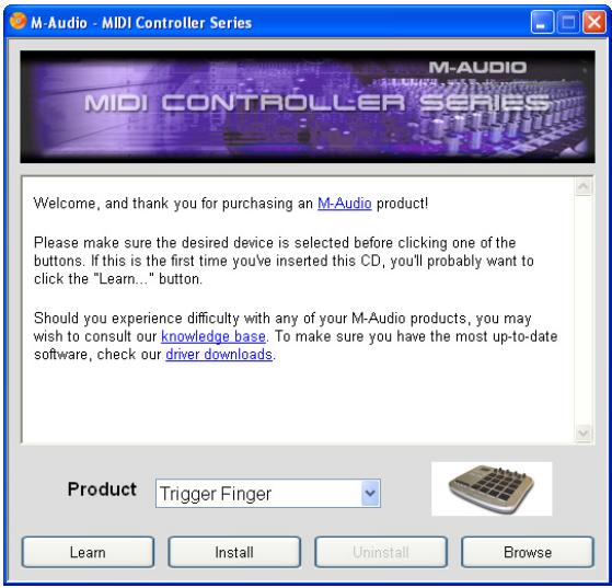 M-AUDIO TRIGGERFINGER - Installation du pilote multicontact pour Windows - 1