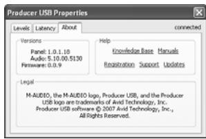 M-AUDIO PRO TOOLS VOCAL STUDIO - Onglet About (A propos de) (Tous les systèmes) - 1