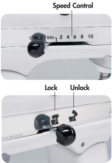 Speed Control OFF/0 Stir 2 4 6 8 10 Lock Unlock