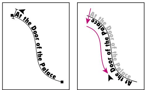 ADOBE ILLUSTRATOR 10 - Pour faire passer le texte de l'autre côté d'un tracé : - 1